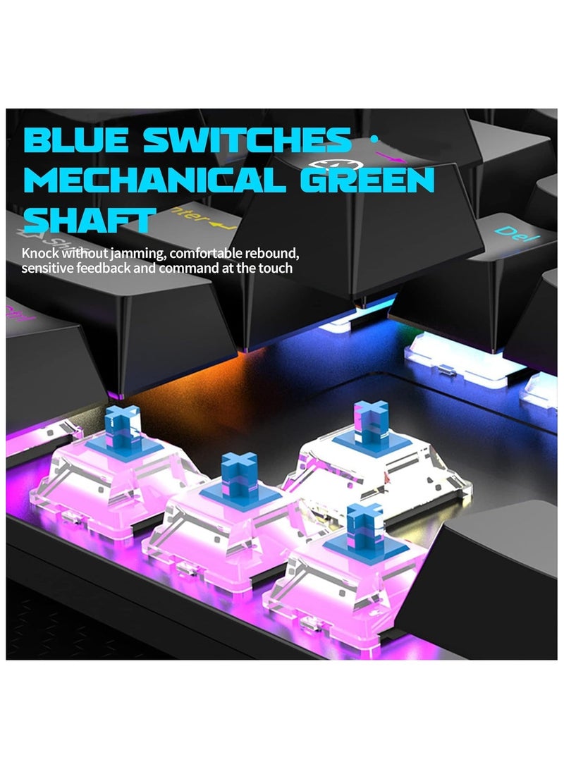 English Arabic Mechanical Gaming Keyboard with LED Backlit, 104 Keys Quick Response USB Interface E-sport Waterproof Wired Keyboard for Windows,MacOS,Android PC Gamers Black - Image 2