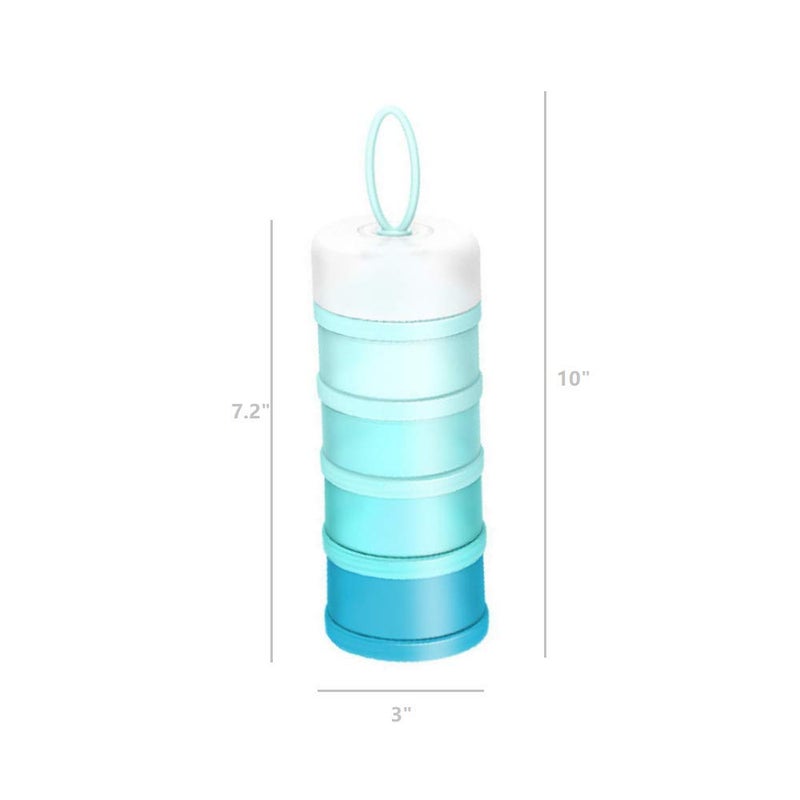 Kaptin Formula Dispenser,Non-Spill Portable Stackable Baby Milk Powder Dispenser,Snack Storage Container,BPA Free,4 Feeds (Blue) - Image 2