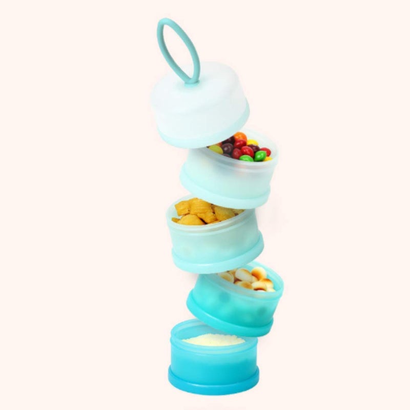 Kaptin Formula Dispenser,Non-Spill Portable Stackable Baby Milk Powder Dispenser,Snack Storage Container,BPA Free,4 Feeds (Blue) - Image 3