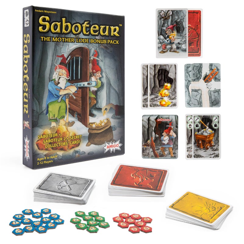 Amigo Games Saboteur The Mother Lode Bonus Pack Strategy Card Game – Includes Saboteur, Saboteur 2 & Secret Collectors’ Card – Perfect for Family Game Nights for Kids & Adults Age 8 & Older - Image 1