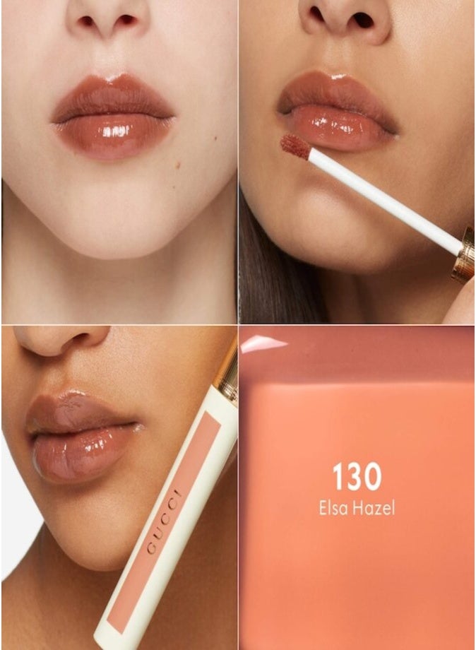 غوتشي مستحضر GUCCI Glow Oil-In-Water Tint (تركيبة زيت في ماء) – سعة 6.5 مل – درجة 130 (Elsa Hazel) – أحمر شفاه سائل مرطب ولامع يمنح تألقاً مشرقاً. - Image 2