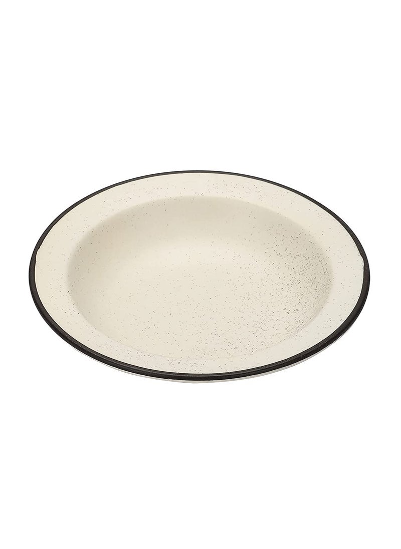 The Decor Lane - The Decor Lane Ceramic Hand-Painted Matte Finish Pasta Plate| Soup Plate | Snack Plate | Size 7 inch |Microwave Safe, Oven Safe |Set of 2 Plates (White) - Image 1
