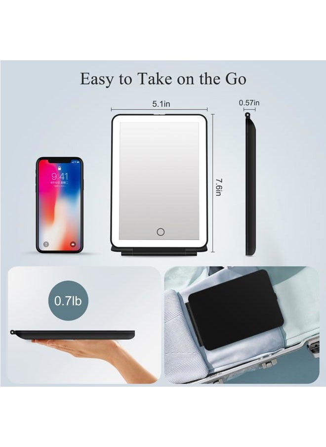 FUNTOUCH Rechargeable Travel Makeup Mirror with 72 Led Lights, Portable Lighted Beauty Mirror, 3 Color Lighting, Dimmable Touch Screen, Tabletop LED Folding Cosmetic Vanity Mirror  - Image 5