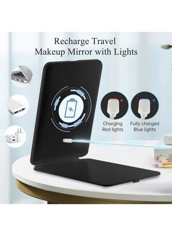 FUNTOUCH Rechargeable Travel Makeup Mirror with 72 Led Lights, Portable Lighted Beauty Mirror, 3 Color Lighting, Dimmable Touch Screen, Tabletop LED Folding Cosmetic Vanity Mirror  - Image 2