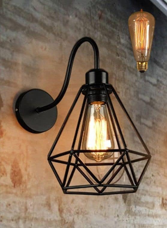 SVDK مصباح حائط أسود ماسي عتيق SVDK ST64 باللون الذهبي المصفر LED مفرد للديكورات الداخلية والخارجية - Image 1