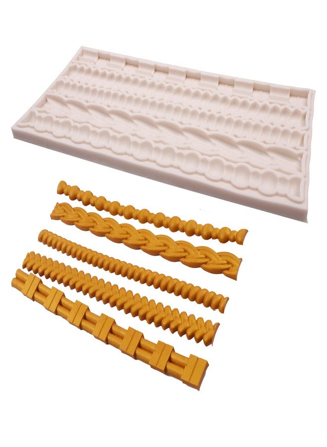 Xcake Lcook Pearl Rope Silicone Fondant Mold, Vintage Scroll Relief Chocolate Mold for Birthday Wedding Cake Decoration Candy Sugar Craft Gum Paste Pie Crust Resin - Image 5