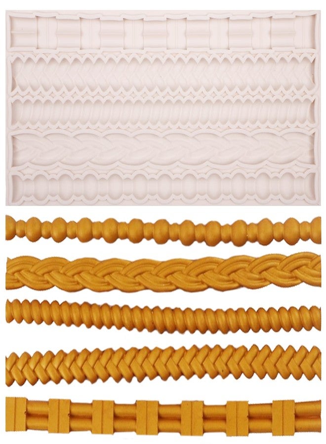 Xcake Lcook Pearl Rope Silicone Fondant Mold, Vintage Scroll Relief Chocolate Mold for Birthday Wedding Cake Decoration Candy Sugar Craft Gum Paste Pie Crust Resin - Image 1