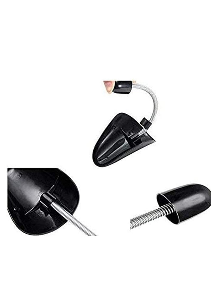 Plastic Shoe Tree Stretcher Shaper Black, Adjustable Length for Men Boot Holder Organizers Shape Support with Tension Spring Coil 2 Pairs