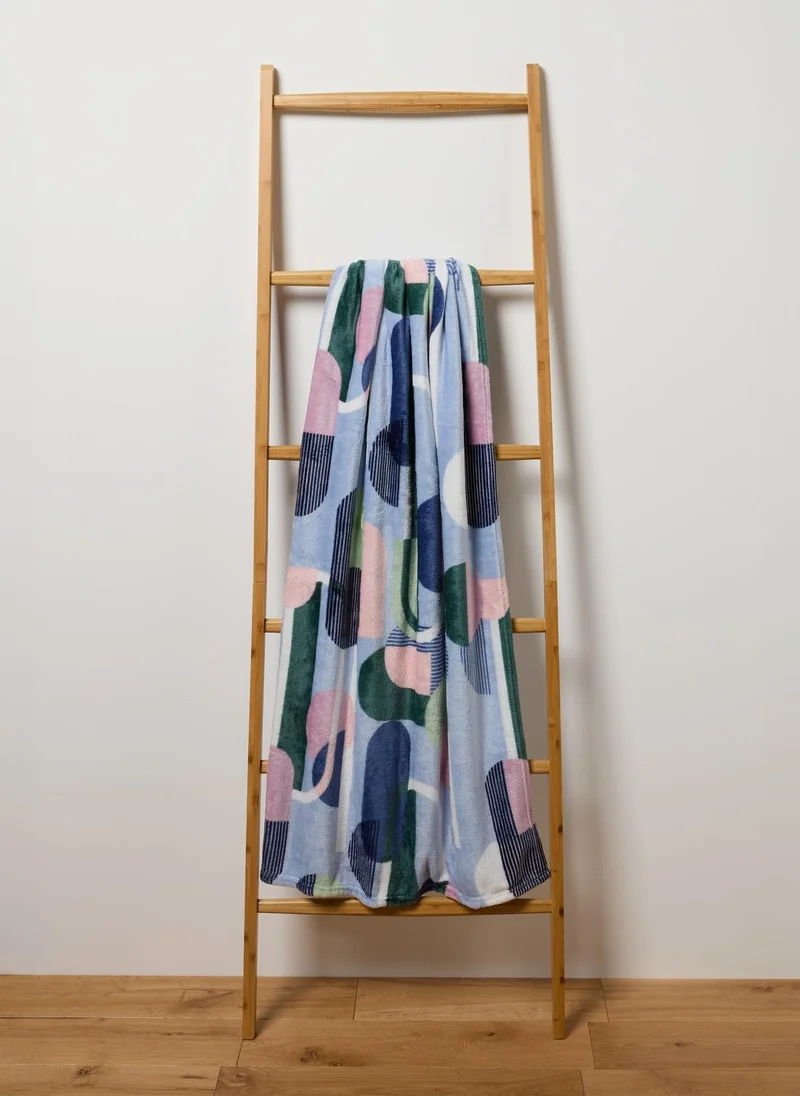 Matalan Blue Geometric Print Throw