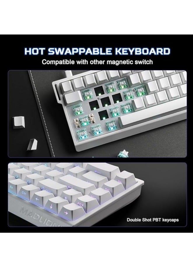 مادليونس Mad68 HE RGB لوحة المفاتيح الميكانيكية المفاتيح المغناطيسية المبادلة الساخنة 8000hz 0.02mm FPS ألعاب لوحة المفاتيح الزناد السريع هدية عيد الميلاد الأبيض - Image 5