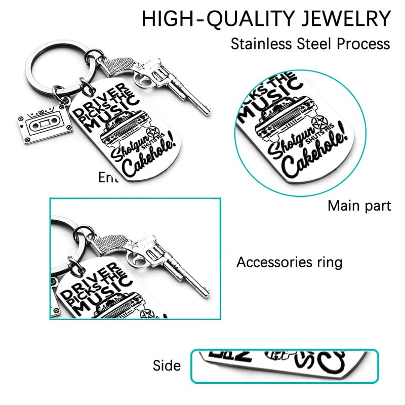 Aisity Fans Gifts Car Accessories for Men Gifts TV Merchandise Keychain for Fans Women Men Birthday Valentines Day Gift for Him Her Best Friend Christmas (Silver) - Image 3