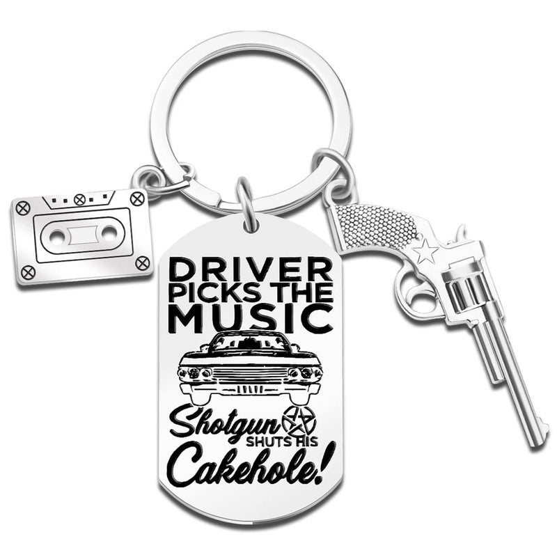 Aisity Fans Gifts Car Accessories for Men Gifts TV Merchandise Keychain for Fans Women Men Birthday Valentines Day Gift for Him Her Best Friend Christmas (Silver) - Image 1