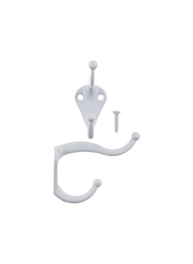 ACE 2-Piece Wall-Mounted Metal Small Coat and Hat Hook White 01-3012-101  - Image 2
