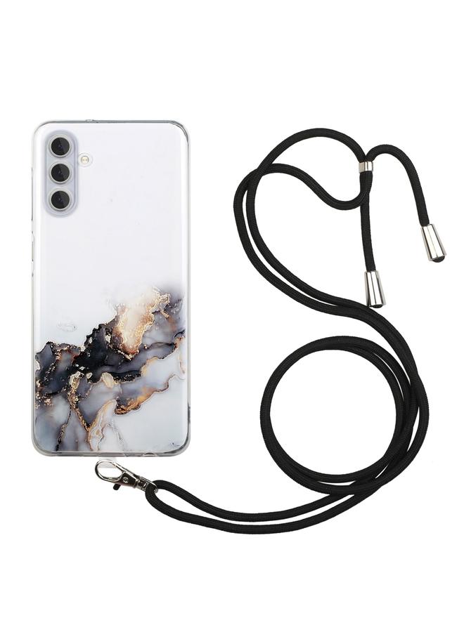 اس-توب جراب لهاتف Samsung Galaxy A25 5G بنمط رخامي مجوف من مادة TPU مع حبل لحزام الرقبة - Image 1