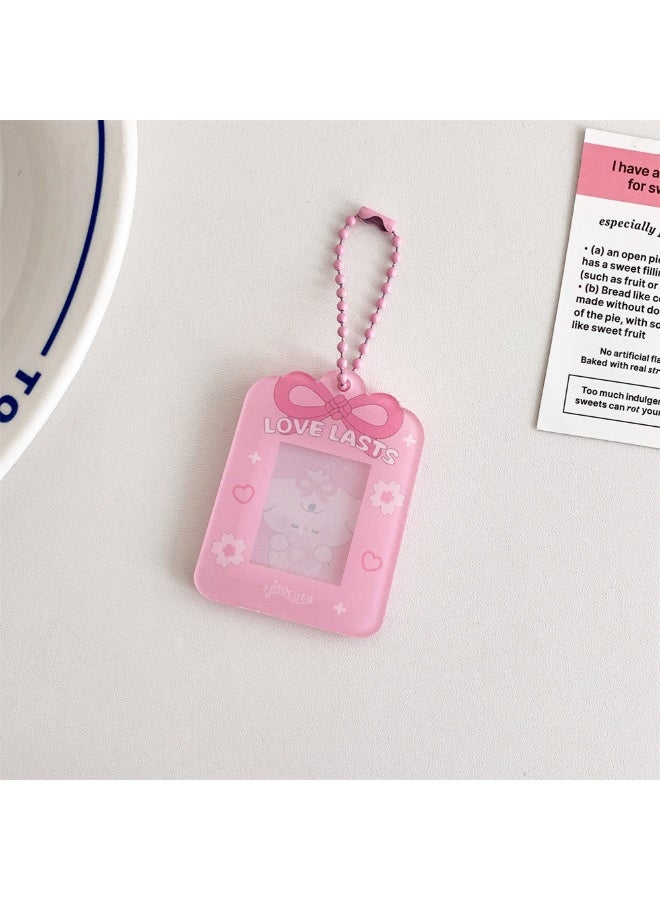 NIBEMINENT 1 - Piece Acrylic Bow Kpop Photo Card Holder Pendant Key Chain ID Badge Holder ID Card Holder Photo Card Protector for School ID Office ID Access Card for Women Girls - Image 1