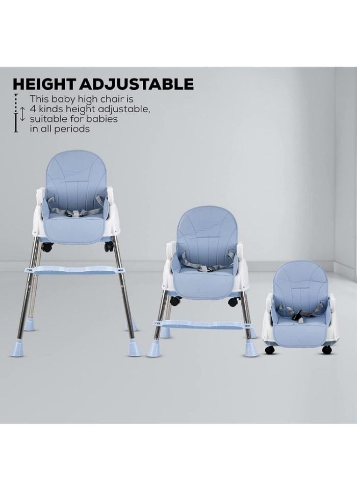 Generic - High chair 4 * 1 with 3 adjustable height levels, a footrest, a padded seat and a strong reinforcement, with a food tray with amusing games to attract attention, a safety belt, strong legs - Image 1