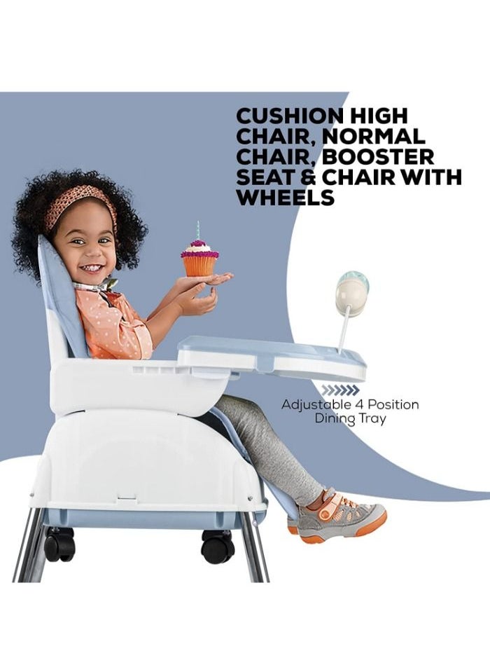 Generic - High chair 4 * 1 with 3 adjustable height levels, a footrest, a padded seat and a strong reinforcement, with a food tray with amusing games to attract attention, a safety belt, strong legs - Image 1