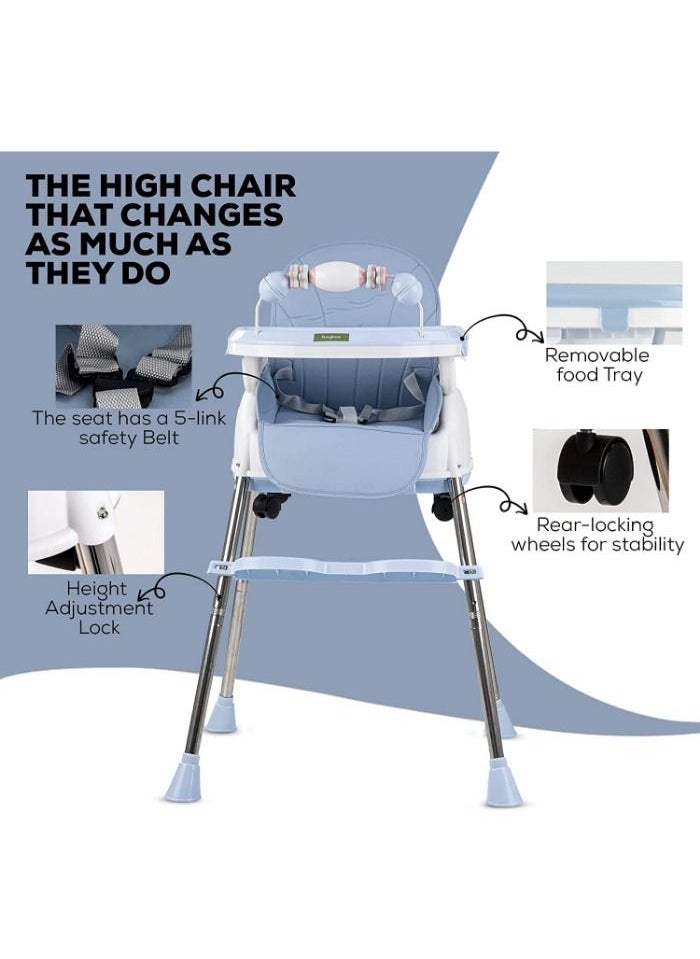 Generic - High chair 4 * 1 with 3 adjustable height levels, a footrest, a padded seat and a strong reinforcement, with a food tray with amusing games to attract attention, a safety belt, strong legs - Image 1
