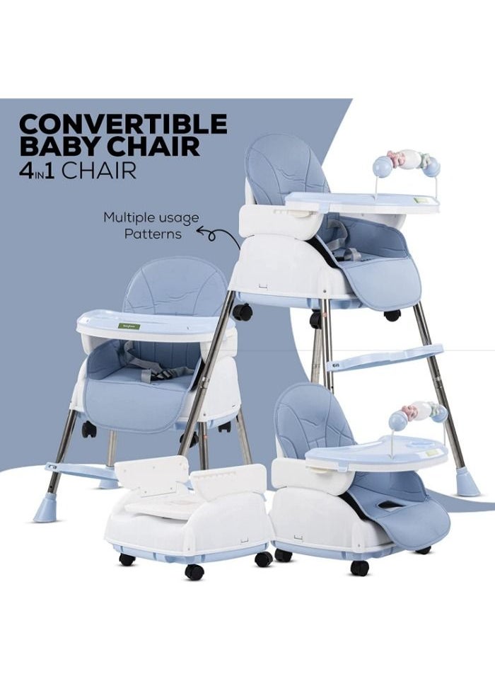 Generic - High chair 4 * 1 with 3 adjustable height levels, a footrest, a padded seat and a strong reinforcement, with a food tray with amusing games to attract attention, a safety belt, strong legs - Image 1