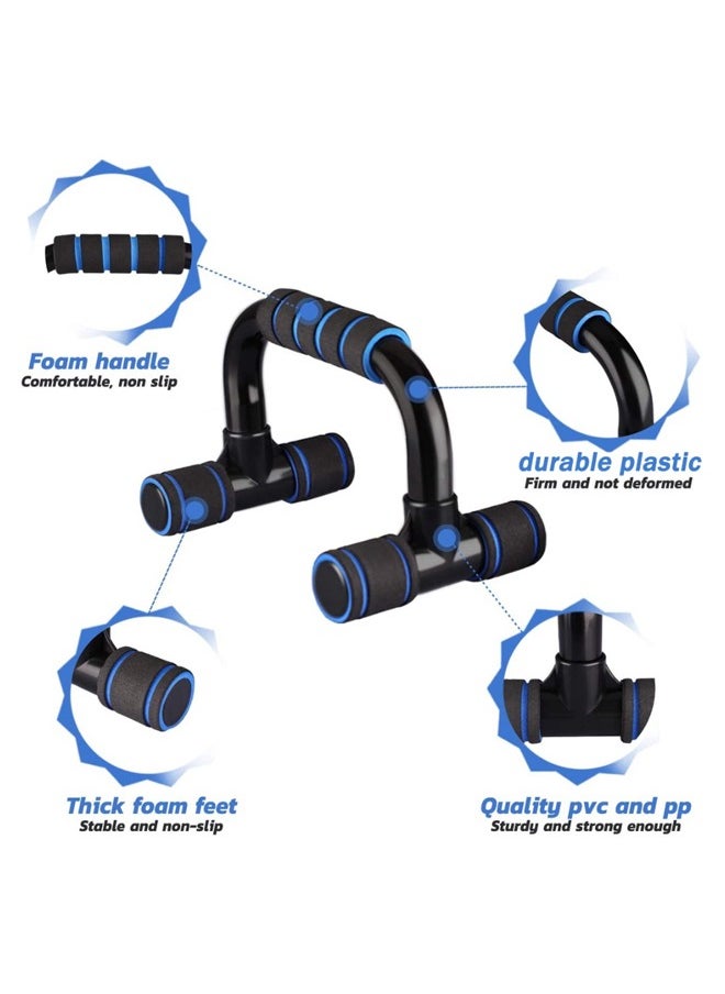 KUYING - 2 push-up frame Sponge grip Trainer Gym Fitness Exercise Equipment Strength Training Tools Arm Chest Muscle Training Push-up Standing (Black/Blue) - Image 1