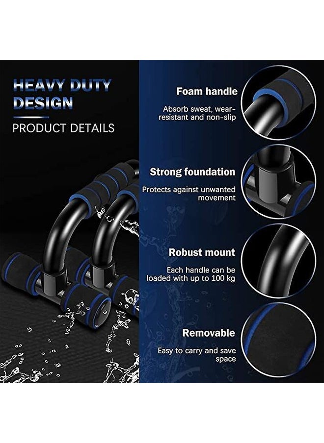 KUYING - 2 push-up frame Sponge grip Trainer Gym Fitness Exercise Equipment Strength Training Tools Arm Chest Muscle Training Push-up Standing (Black/Blue) - Image 1