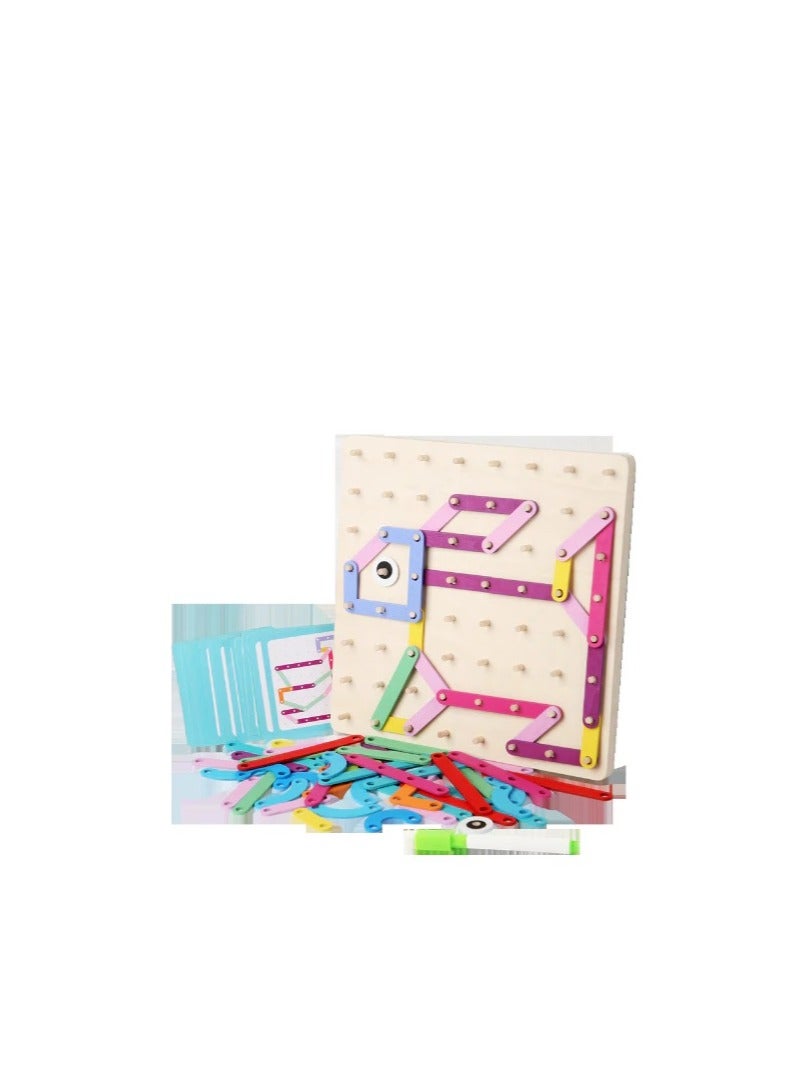 MARK STORE Wooden Nail Board Montessori Toy for Kids with White Board, Montessori skill Development, Educational board for Toddlers, Interactive with interesting Activity  - Image 3