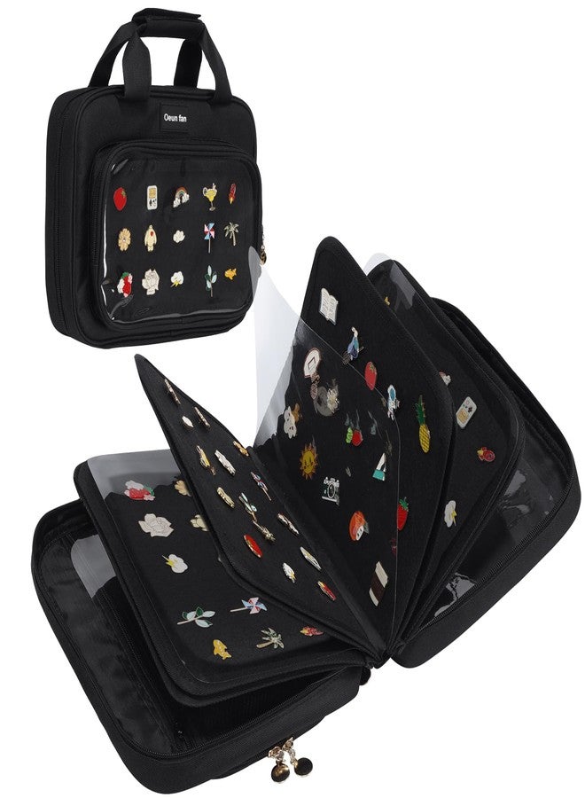 Oeun fan Enamel pin display bag, 8-page pin trading book, collectible pin board, suitable for storing pins, brooches, patches (black) - Image 1