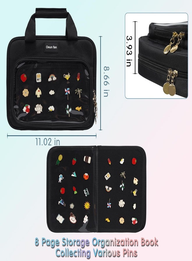 Oeun fan Enamel pin display bag, 8-page pin trading book, collectible pin board, suitable for storing pins, brooches, patches (black) - Image 4
