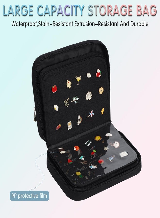 Oeun fan Enamel pin display bag, 8-page pin trading book, collectible pin board, suitable for storing pins, brooches, patches (black) - Image 2