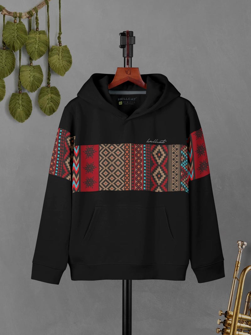 HELLCAT Color Blocked Cotton Blend Hoodie Sweatshirt For Boys Black 11-12 Years - Regular - Image 2