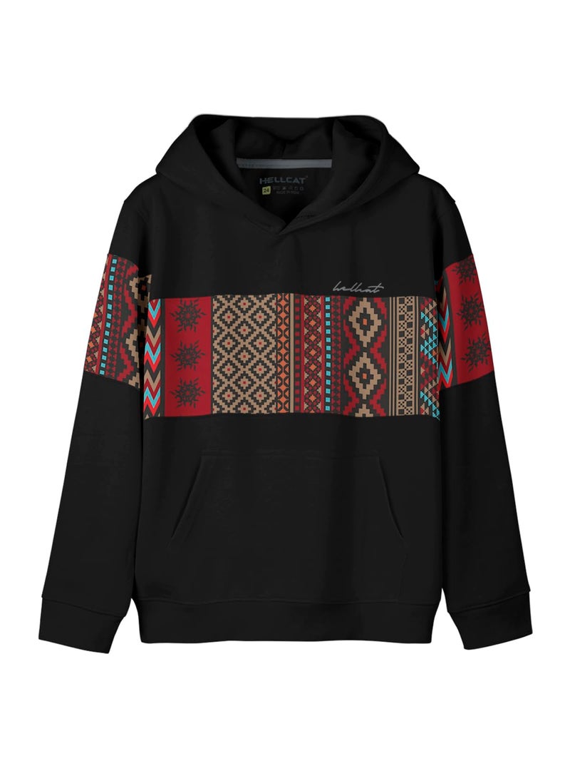 HELLCAT Color Blocked Cotton Blend Hoodie Sweatshirt For Boys Black 11-12 Years - Regular - Image 5