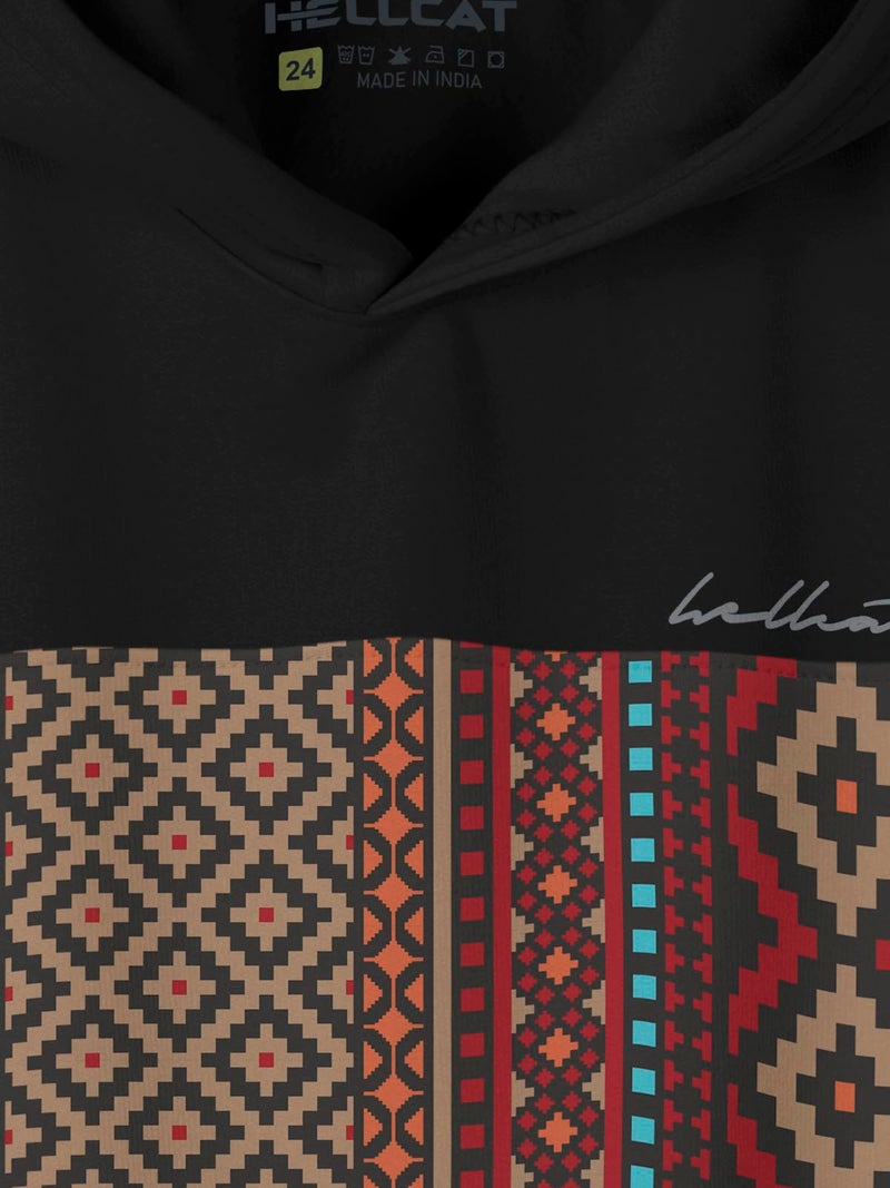 HELLCAT Color Blocked Cotton Blend Hoodie Sweatshirt For Boys Black 11-12 Years - Regular - Image 4