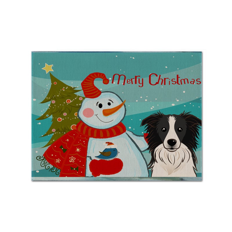 Caroline's Treasures ""Caroline's Treasures BB1861PLMT Snowman With Border Collie Fabric Placemat  Multicolor"" 