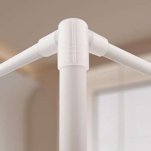 Mosqutent King Canopy Bed Frame, Stainless Steel Metal Size, Sturdy Post Poles Thicken Frame for Wood Bedroom Decor, White - Image 3