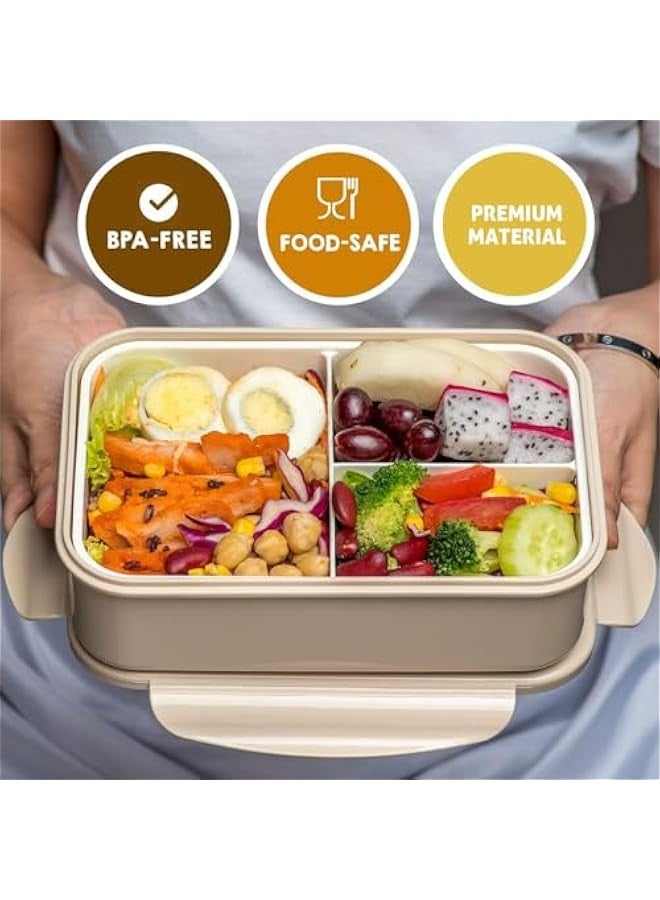 TRASSLE Bento Boxes for Adults - 1400 ML Bento Lunch Box For Kids Childrens With Spoon & Fork - Durable Perfect Size for On-the-Go Meal, BPA-Free and Food-Safe Materials  - Image 2