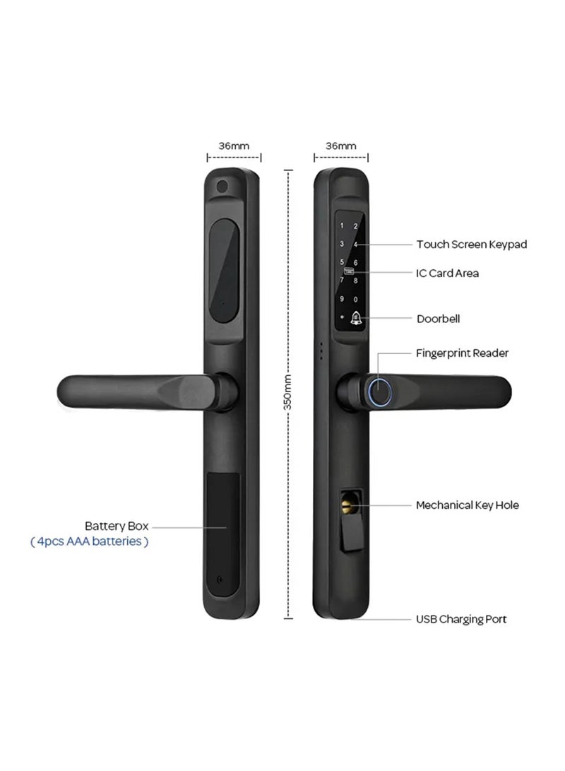 SYOSI Smart Door Lock, 6-in-1 Door Handle with Remote WiFi Weatherproof, Fingerprint Keyless Security Entry Door Lock, Electronic Deadbolt, Smartphone Access, Smart Door Handle for Home Apartment - Image 5