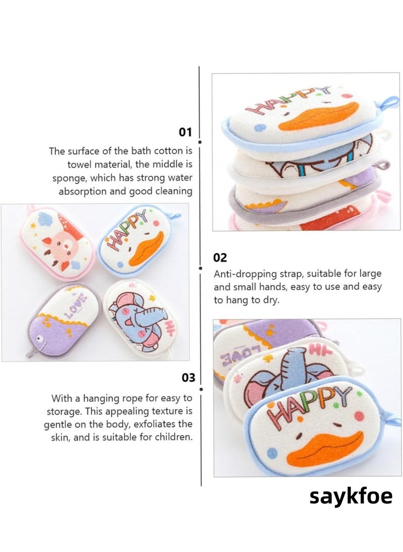 saykfoe 4 PCS Baby Bath Sponge Set - Soft Pure Cotton Shower Sponges, Cartoon Animal Infants Sponge for Sensitive Skin (Multi)  - Image 5