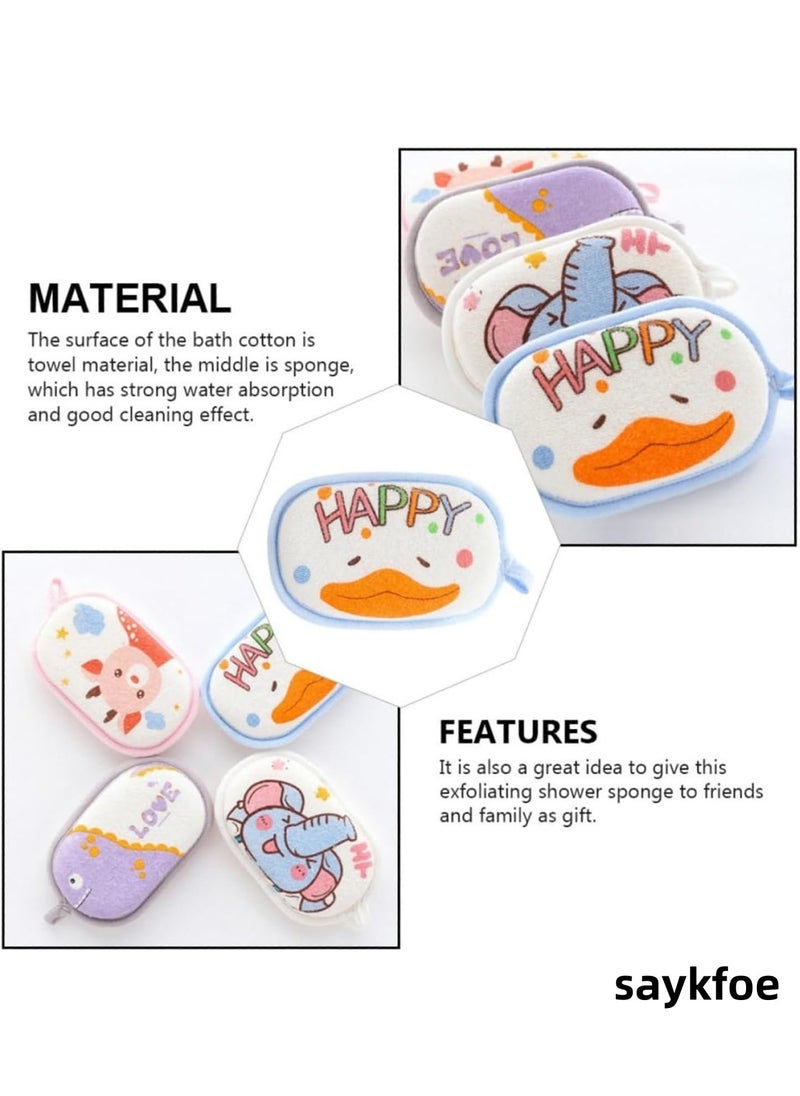 saykfoe 4 PCS Baby Bath Sponge Set - Soft Pure Cotton Shower Sponges, Cartoon Animal Infants Sponge for Sensitive Skin (Multi)  - Image 4