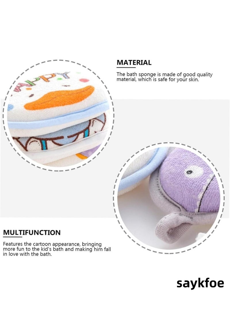 saykfoe 4 PCS Baby Bath Sponge Set - Soft Pure Cotton Shower Sponges, Cartoon Animal Infants Sponge for Sensitive Skin (Multi)  - Image 2