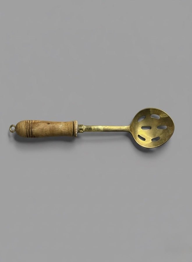 Zishta Brass Sabji Ladle | Perfect for Serving Gravies and Sabji | Quality Tested Brass Karchi | Non - Toxic