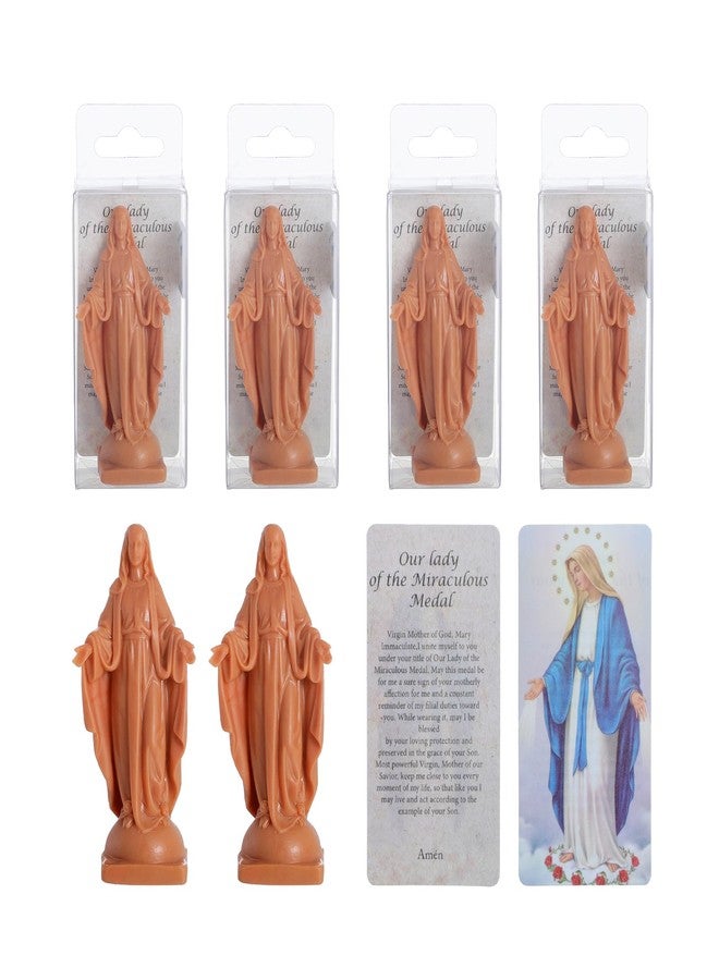 KOMI 6 PCS Mini Virgin Mary Statue with Prayer Card Recuerditos De Bautizo Religious Mary Figurine Statues Plastic 3 Inch Catholic Baptism Favors - Image 1
