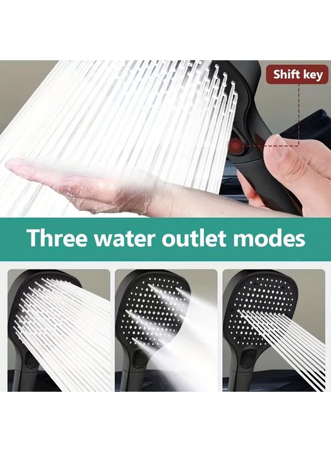 Black Square Rain Shower Head 59 Inch Hose Wall Mount Strong Water Pressure - Image 4