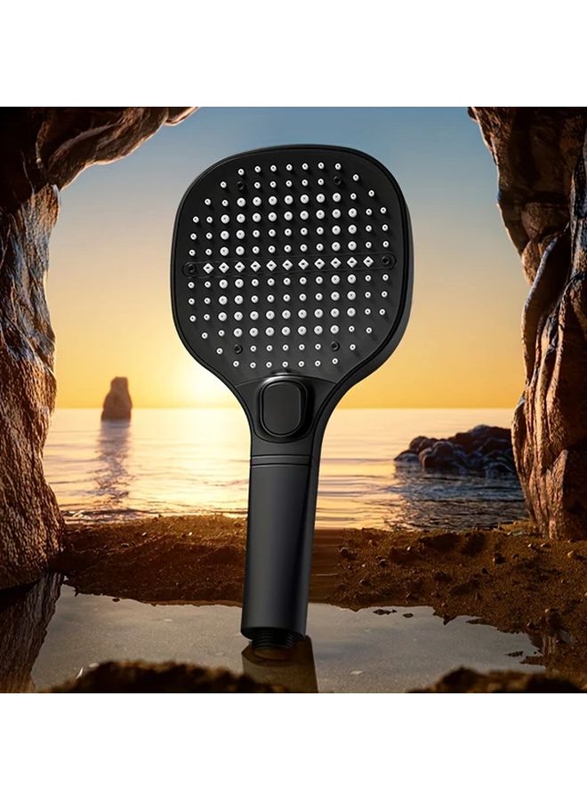 Black Square Rain Shower Head 59 Inch Hose Wall Mount Strong Water Pressure - Image 2