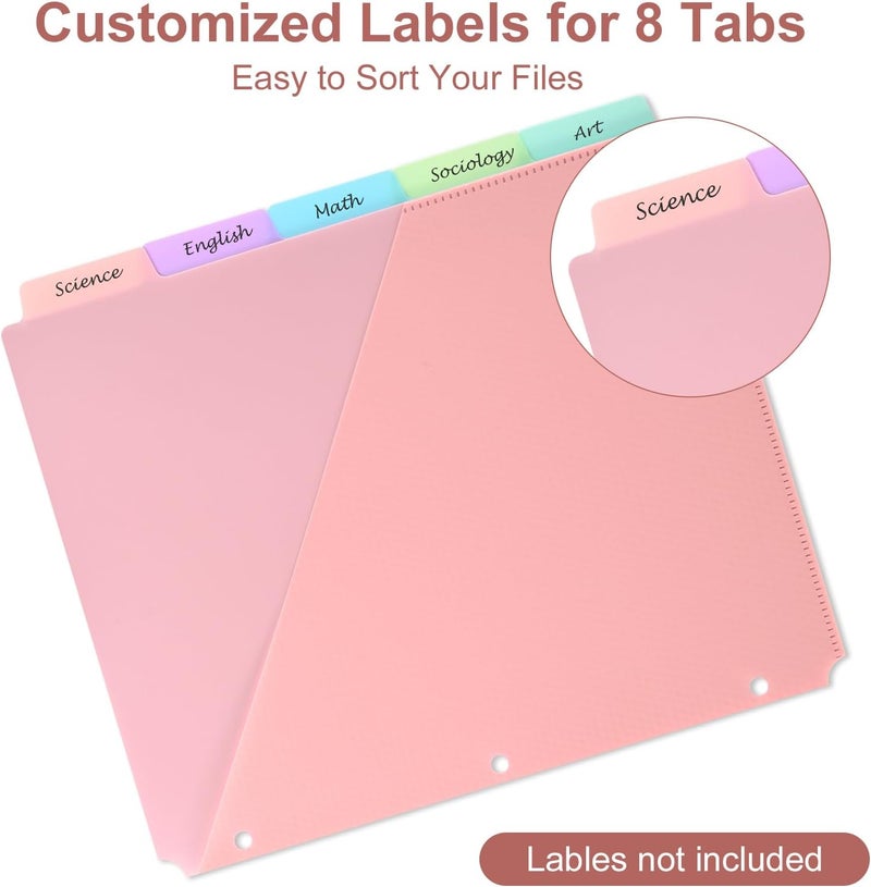 XRUNMIX 5 Tabs Dividers with Pockets for 3 Ring Binder, 15 Counts Binder Dividers for US Letter Size, Binder Dividers with Tabs for School Office and Home Organization, 5 Pastel Color (3) - Image 3