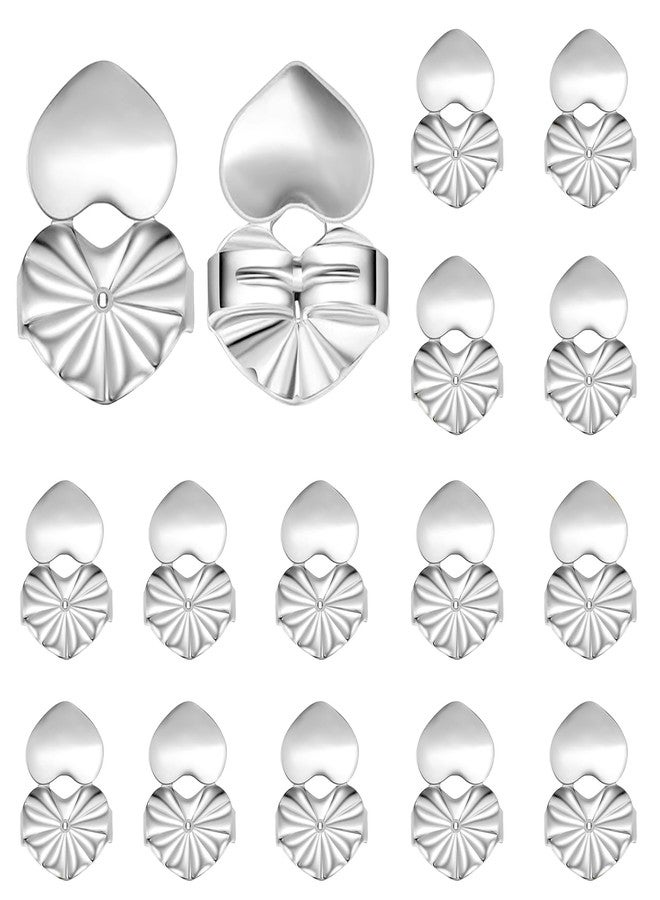 Ash's Choice 8 Pairs Backs for Heavy Earrings,Hypoallergenic Adjustable White Gold Plated Earring Lifters for Droopy Ears - Image 1