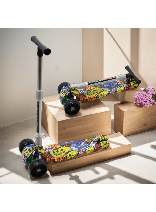 إيزي فيتشور سكوترات أطفال من إيزي فيوتشر بمقبض قابل للطي وتعديل الارتفاع، وسكوتر ركل بعجلات من البولي يوريثان مزودة بإضاءة LED وفرامل خلفية، مناسبة للأطفال من 3 إلى 8 سنوات - Image 1