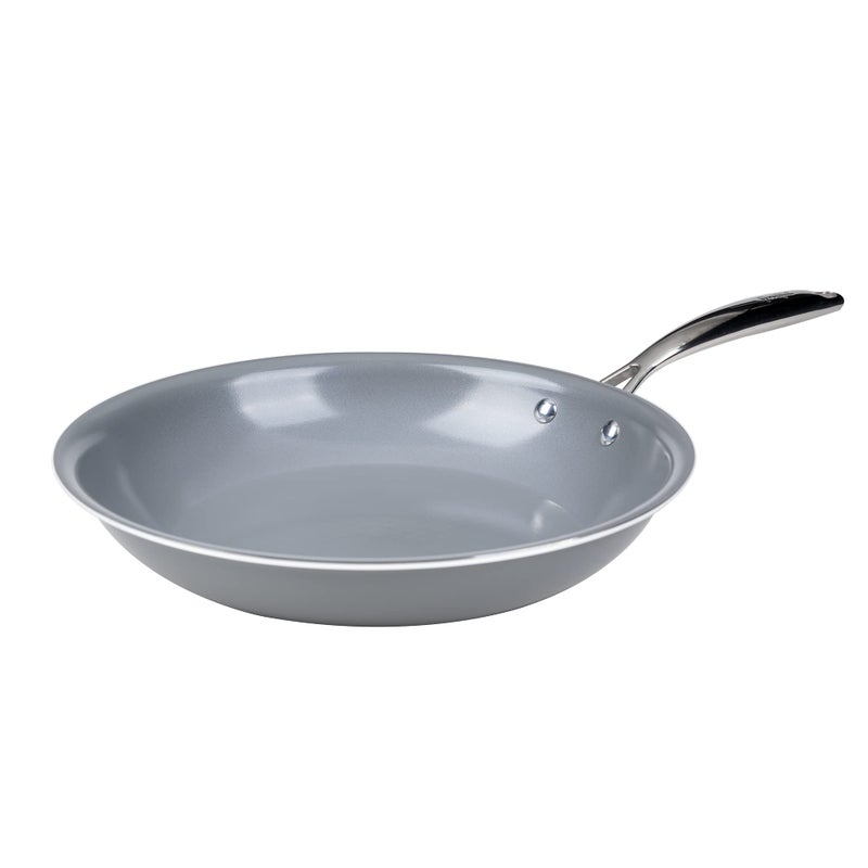 Goodful Ceramic Nonstick 11 Inch Frying Pan Dishwasher Safe Pots and Pans Comfort Grip Stainless Steel Handle Skillet Made without PFOA Gray