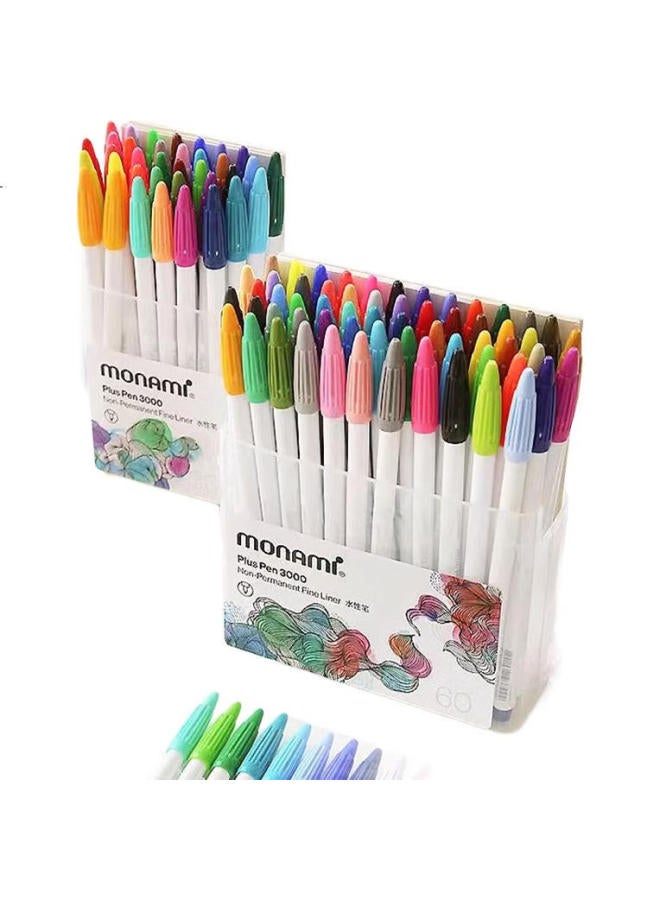 Monami New P3000 Fiber Pen, Water-Based Pen, Colorful Gel Pen Set, Watercolor Pen, Outline Pen, Journal Pen, Flat Plastic Case, 36 Colors, 04009Z36 - Image 3