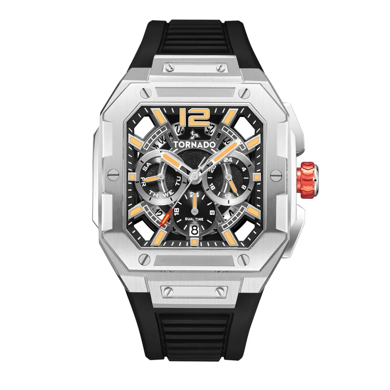 تورنيدو Men's FKM strap Multi Function Watch T26101-SFBB - 44mm mm
