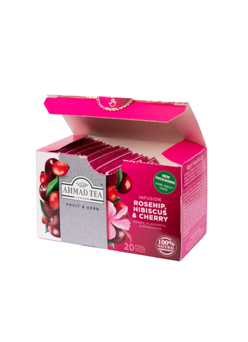 Ahmad Tea Rosehip Cherry Hibiscus Alu Tea 10 Teabags (100g)  - Image 4